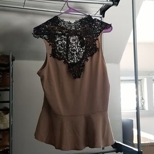 Tan with black lace